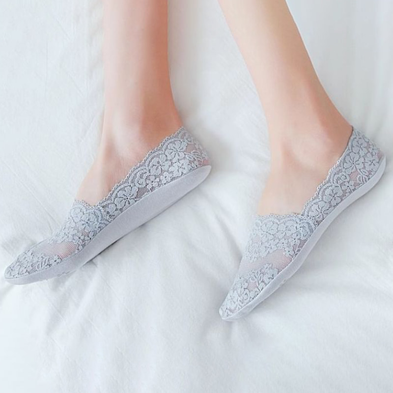 İlkbahar ve yaz aylarında kadınlar için dantel tekne çorapları, ince, alçak kesilmiş, sığ ağız görünmez çoraplar, silikon anti -kayma